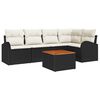 vidaXL Gar&eth;s&oacute;fa sett me&eth; p&uacute;&eth;i 6 pcs Svartur p&oacute;l&yacute;rattan