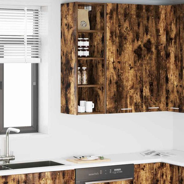 vidaXL Vegghengdur sk&aacute;pur Rau&eth;-eik 30 x 29,5 x 100 cm Samsettur vi&eth;ur