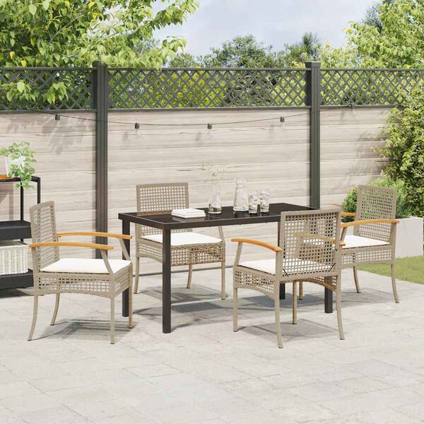 vidaXL Gar&eth;ur bor&eth;sett 5 pcs Drapplita&eth;ur p&oacute;l&yacute;rattan