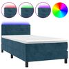 vidaXL H&oacute;lfa&eth; Springr&uacute;m me&eth; D&yacute;nu&LED Bl&aacute;tt 100x200 cm Flauel