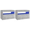 vidaXL N&aacute;ttbor&eth; me&eth; LED-lj&oacute;sum 2 stk. Steypugr&aacute; 60x35x40 cm
