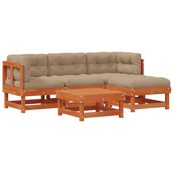 vidaXL Gar&eth;setustofa 15 pcs VaxBr&uacute;nn Mass&iacute;ft furuvi&eth;