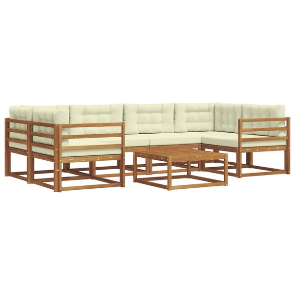 vidaXL &Uacute;ti s&oacute;fasett me&eth; p&uacute;&eth;i 7 pcs N&aacute;tt&uacute;rulegt og Krem