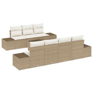 vidaXL Gar&eth;s&oacute;fa sett me&eth; p&uacute;&eth;i 8 pcs Drapplita&eth;ur p&oacute;l&yacute;rattan