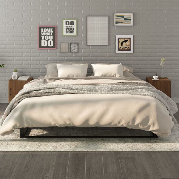 vidaXL Náttborð 2 stk. Brúnn Eikarlitur Samsettur viður