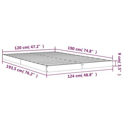 vidaXL Rúmgrind Hvítt 120x190 cm Lítið Tvíbreitt Fura