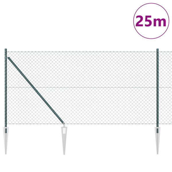 vidaXL Girðingarpóstur Grænn 25 x 1 m (40 x 40 mm net) Stál og PVC