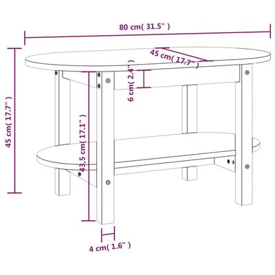 vidaXL Sófaborð Svartur 80x45x45 cm Gegnheil Fura