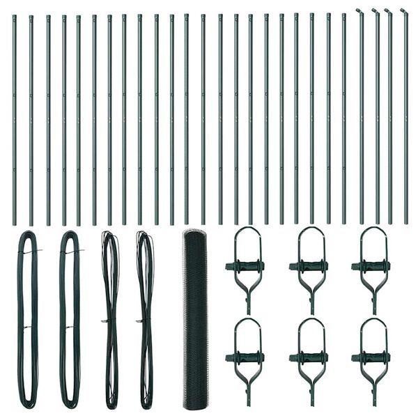 vidaXL Girðingarpóstur Grænn 50 x 1,4 m (25 mm net) Stál og PVC