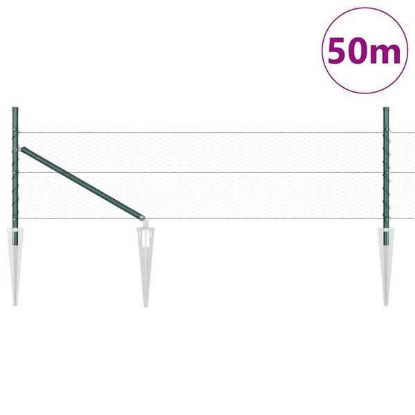 vidaXL Gir&eth;ingarp&oacute;stur Gr&aelig;nn 50 x 0,4 m (25 mm net) St&aacute;l og PVC