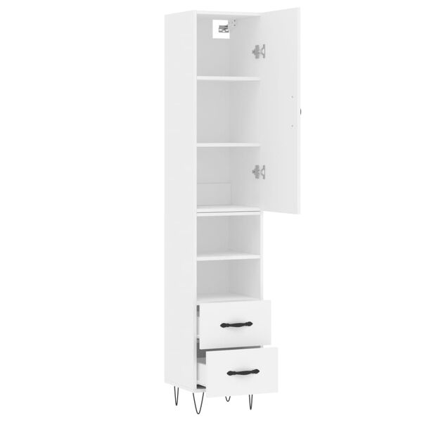 vidaXL Skenkur hvítt 34,5x34x180 cm Samsettur Viður