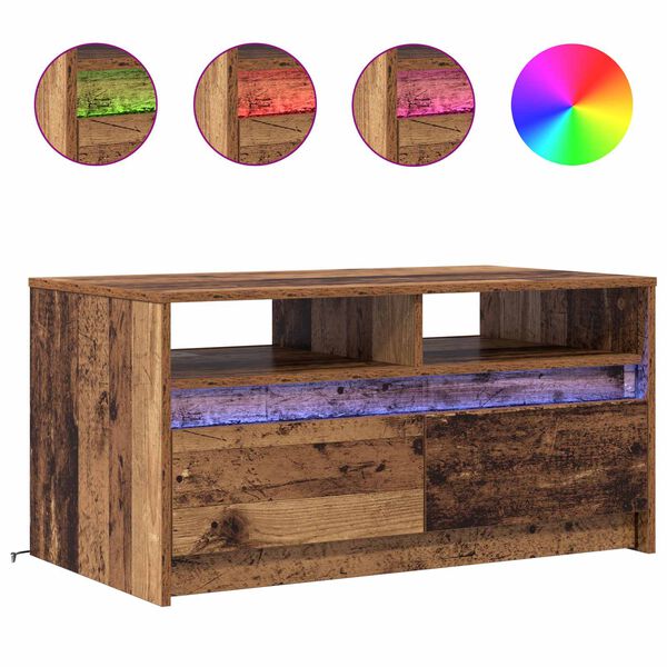 vidaXL S&oacute;fabor&eth; Gamalt timbur 90 x 50 x 45 cm Samsettur vi&eth;ur