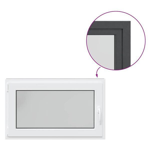 vidaXL kjallaragluggi &bdquo;RISOR&ldquo; 100x60 cm halla- og sn&uacute;ningsgluggi DIN vinstri antras&iacute;t