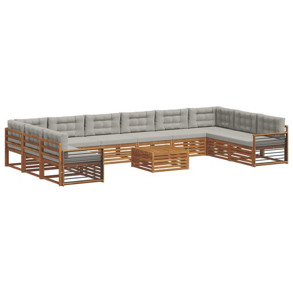 vidaXL S&oacute;fasett 11 pcs N&aacute;tt&uacute;rulegt og Lj&oacute;st Gr&aacute;tt Hrein akas&iacute;utr&eacute;