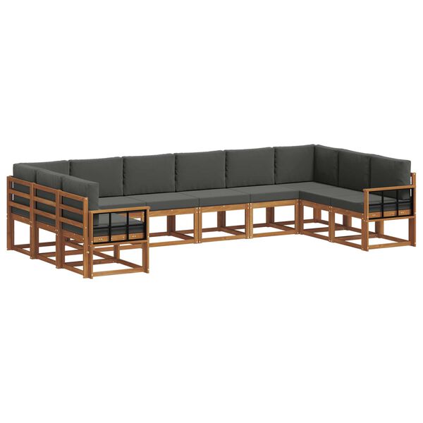 vidaXL &Uacute;ti s&oacute;fasett me&eth; p&uacute;&eth;i 10 pcs N&aacute;tt&uacute;rulegt og Antrac&iacute;t