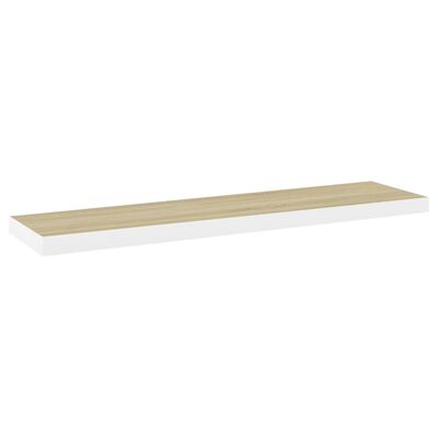 vidaXL Vegghengdar Hillur 2 stk. Eik og Hvítur 120x23,5x3,8 cm MDF