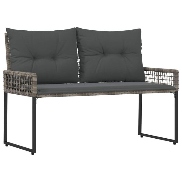 vidaXL &Uacute;tibekkur me&eth; p&uacute;&eth;i Gr&aacute;r 118 x 55 x 82 cm PE rattan og efni