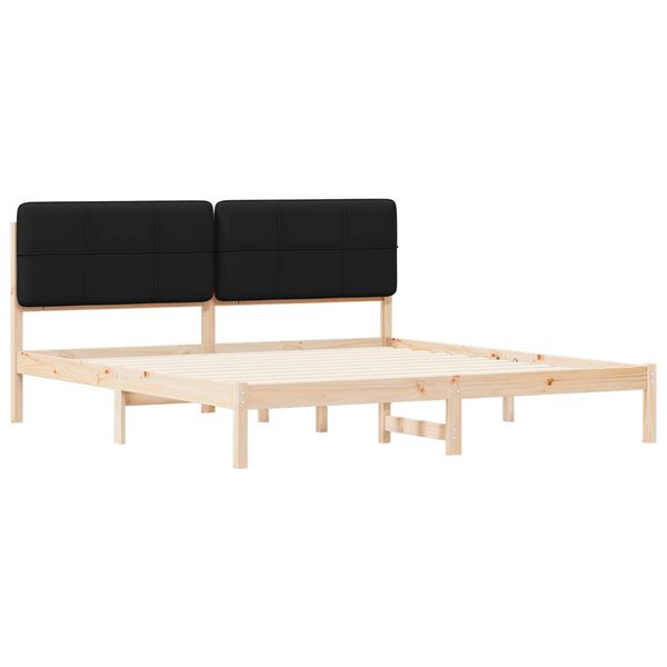 vidaXL Rúmfótur með klæððum höfðagafli Svartur 180 x 200 cm