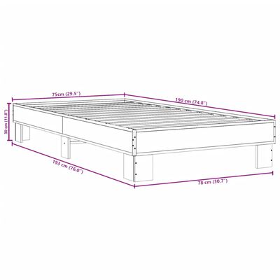 vidaXL Rúmgrind án Dýnu Svartur 75x190 cm