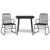 vidaXL 3 Parta Gar&eth;bor&eth;stofusett Svart PVC Rattan