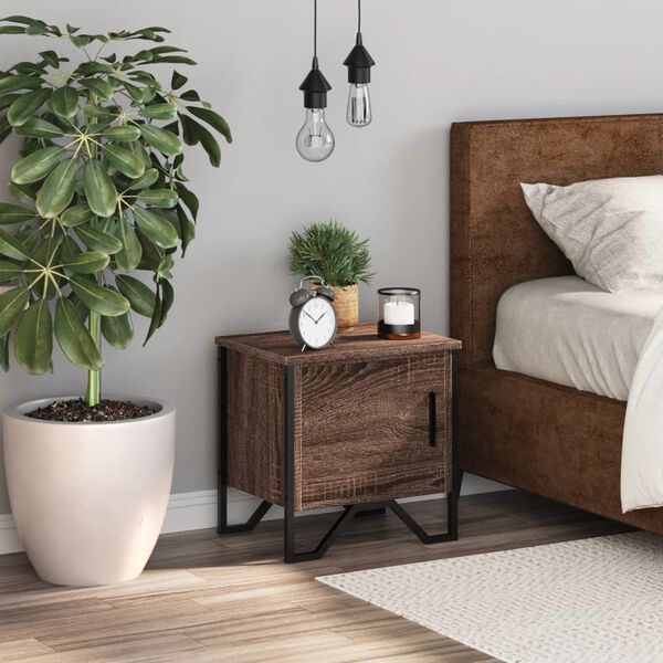 vidaXL N&aacute;ttbor&eth; Sonoma Br&uacute;nn Eik 40x30x40 cm Samsettur Vi&eth;ur