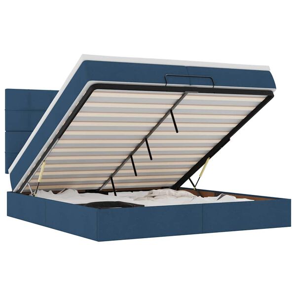 vidaXL Ottoman r&uacute;mgrind me&eth; d&yacute;num Bl&aacute;r 200x200cm Efni