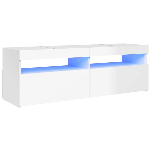 vidaXL Sjónvarpsskápur með LED Háglans Hvítur 120x35x40 cm