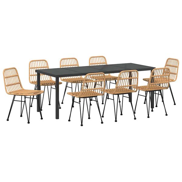 vidaXL Gar&eth;ur bor&eth;sett 9 pcs Br&uacute;nn Dufth&uacute;&eth;a&eth; st&aacute;l