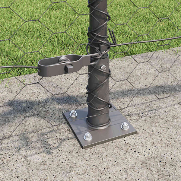 vidaXL Girðing með stöngum Grár 0.5 x 50 m PVC-borið stál