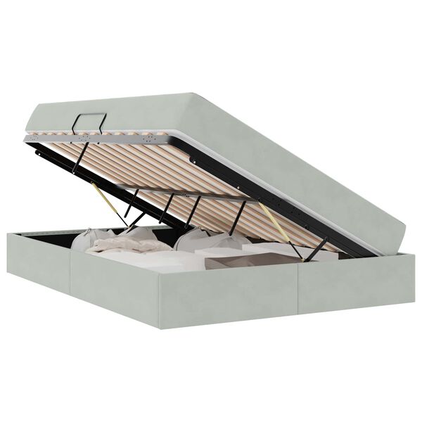 vidaXL R&uacute;m me&eth; geymslur&yacute;mi og d&yacute;nu Lj&oacute;sgr&aacute;r 140 x 200 cm Flauel