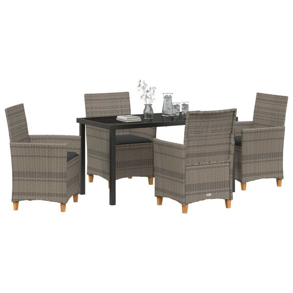 vidaXL Gar&eth;ur bor&eth;sett 5 pcs Gr&aacute;r p&oacute;l&yacute;rattan