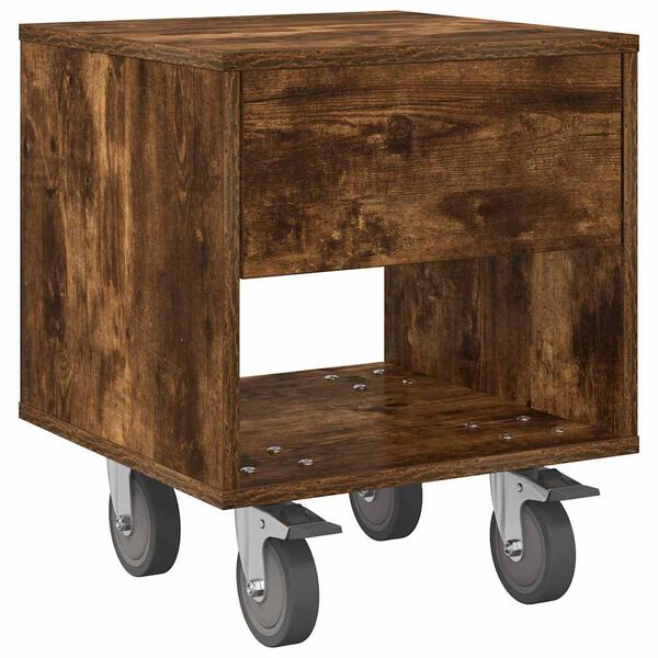 vidaXL N&aacute;ttbor&eth; Rau&eth;-eik 40,5 x 40 x 48 cm Samsettur vi&eth;ur