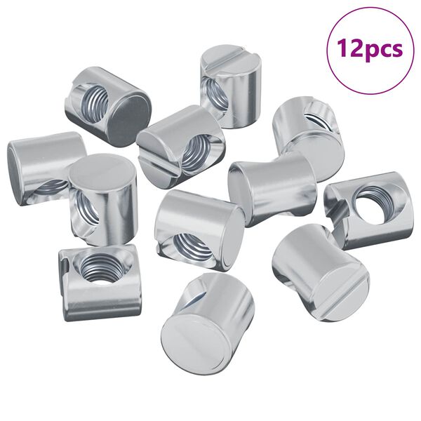 vidaXL Bollan&uacute;tar 12 pcs Silfur M6 x 12 mm M&aacute;lmur