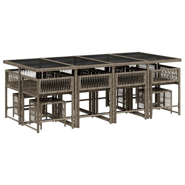 vidaXL 13 Parta Gar&eth;s&oacute;fasett me&eth; Sessum Gr&aacute;tt P&oacute;l&yacute;rattan