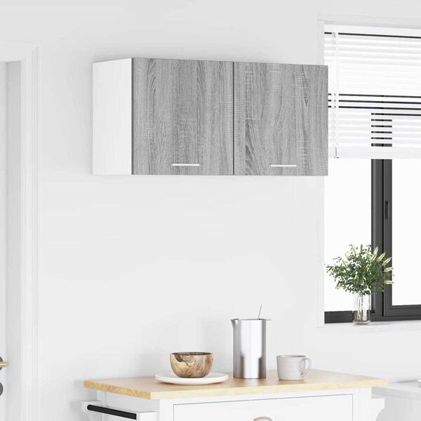 vidaXL Vegghengdur sk&aacute;pur me&eth; hur&eth; Gr&aacute;r Sonoma og hv&iacute;t 40 x 31 x 40 cm