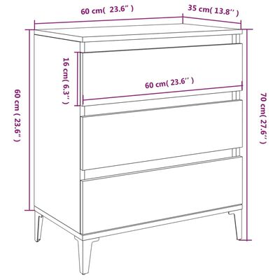 vidaXL Skenkur Reyklituð Eik 60x35x70 cm Samsettur Viður