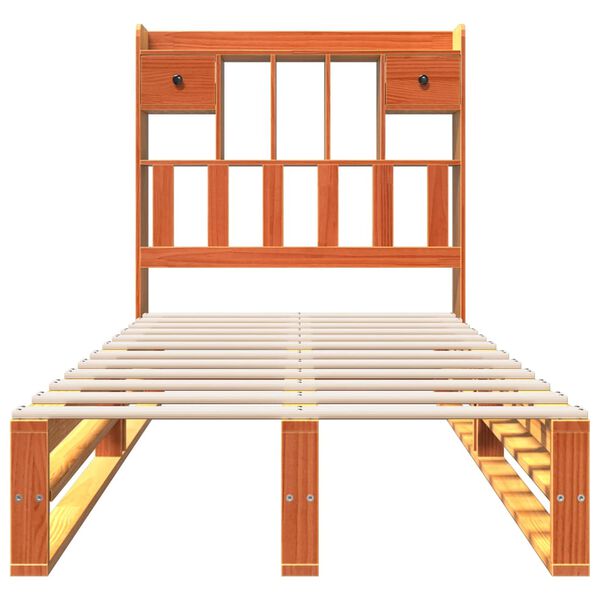 vidaXL R&uacute;m me&eth; B&oacute;kahillu &aacute;n D&yacute;nu Vaxbr&uacute;nn 75x190 cm Gegnheil Fura