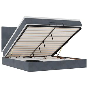 vidaXL Ottoman r&uacute;mgrind me&eth; d&yacute;num d&ouml;kkgr&aacute; 200x200cm flauel