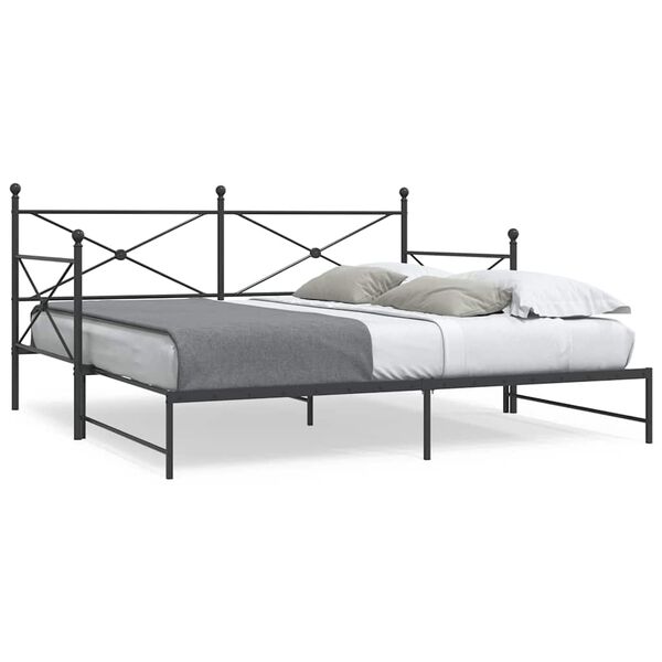 vidaXL Daybed me&eth; r&uacute;llu &aacute;n d&yacute;nu Svartur 100x200 cm St&aacute;l