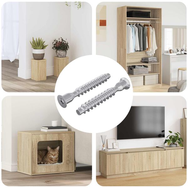 vidaXL H&uacute;sgagnaskr&uacute;&eth;ur 2 pcs Silfur &Oslash;7 x 50 mm M&aacute;lmur