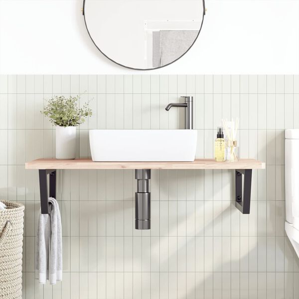 vidaXL Veggfest Handlaugarhilla St&aacute;l og Gegnheilt Beyki