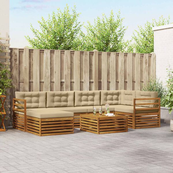 vidaXL &Uacute;ti s&oacute;fasett me&eth; p&uacute;&eth;i 7 pcs N&aacute;tt&uacute;rulegt og B&eacute;ig