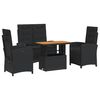 vidaXL 4 Parta Gar&eth;bor&eth;stofusett me&eth; Sessum Svart P&oacute;l&yacute;rattan