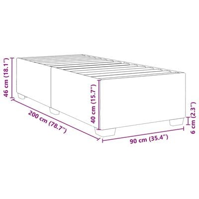 vidaXL Rúmgrind án Dýnu Dökkgrár 90x200 cm Tauáklæði