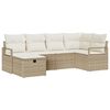 vidaXL S&oacute;fasett me&eth; p&uacute;&eth;i me&eth; geymslu 6 pcs Beige og krem p&oacute;l&yacute;rattan