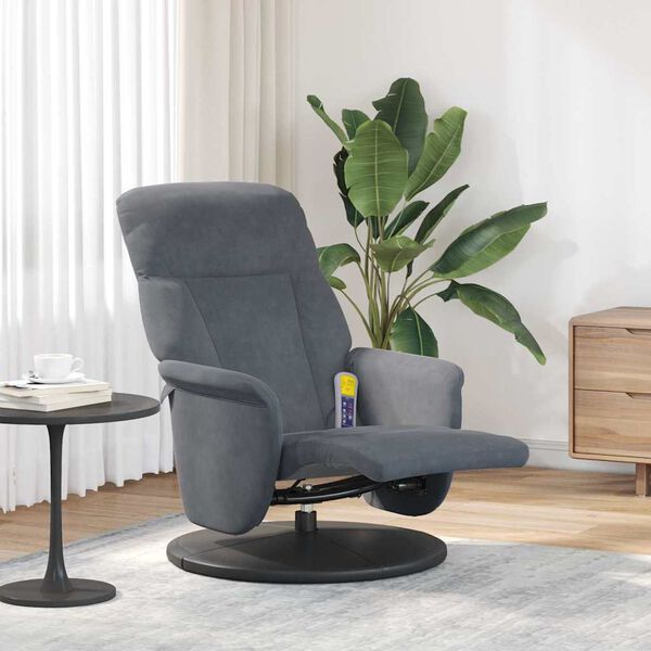 vidaXL Nudd Recliner St&oacute;ll D&ouml;kk gr&aacute; 91 x 71 x 105 cm Flauel
