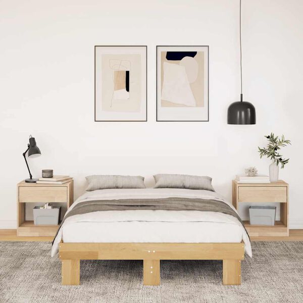 vidaXL R&uacute;mgrind &aacute;n d&yacute;nu 120x200 cm Solid Wood Eik