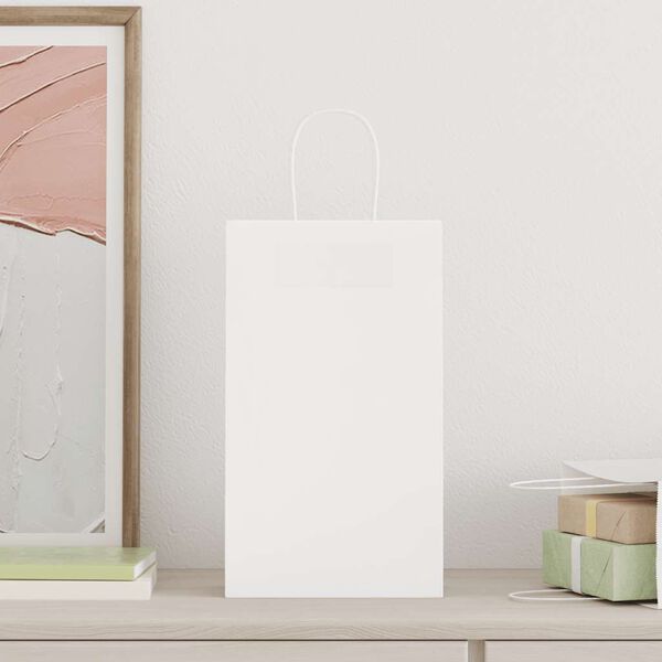 vidaXL Papp&iacute;rspokar 250 stk me&eth; Handf&ouml;ngum Hv&iacute;tir 21x11x36 cm