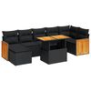 vidaXL 8 stykki gar&eth;s&oacute;fasett me&eth; p&uacute;&eth;um Black Poly Rattan Acacia
