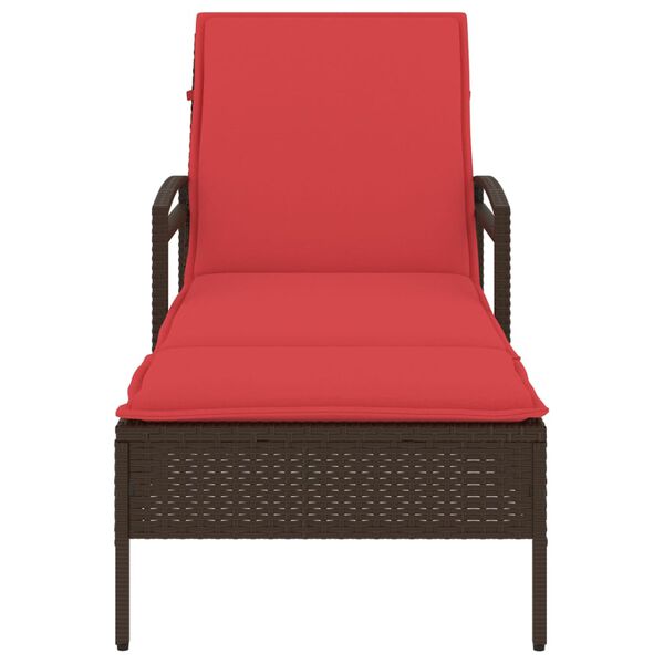 vidaXL Sólstóll með púði 1-Persóna Brúnn 63 x 200 x 81cm pólýrattan